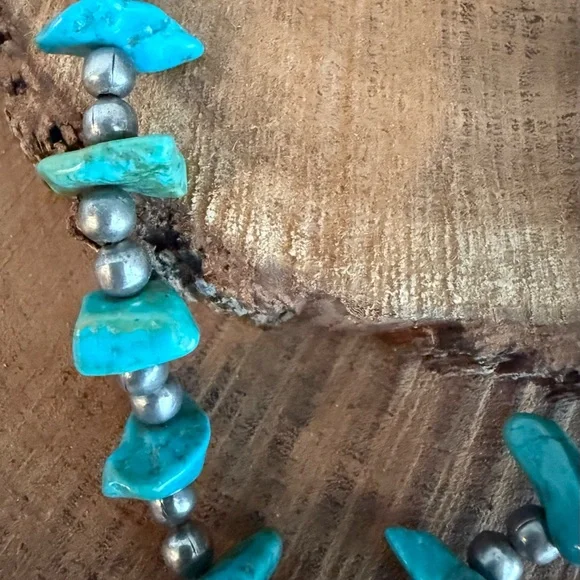 Native American Style Turquoise and Sterling Silver Necklace - Picture 6 of 11